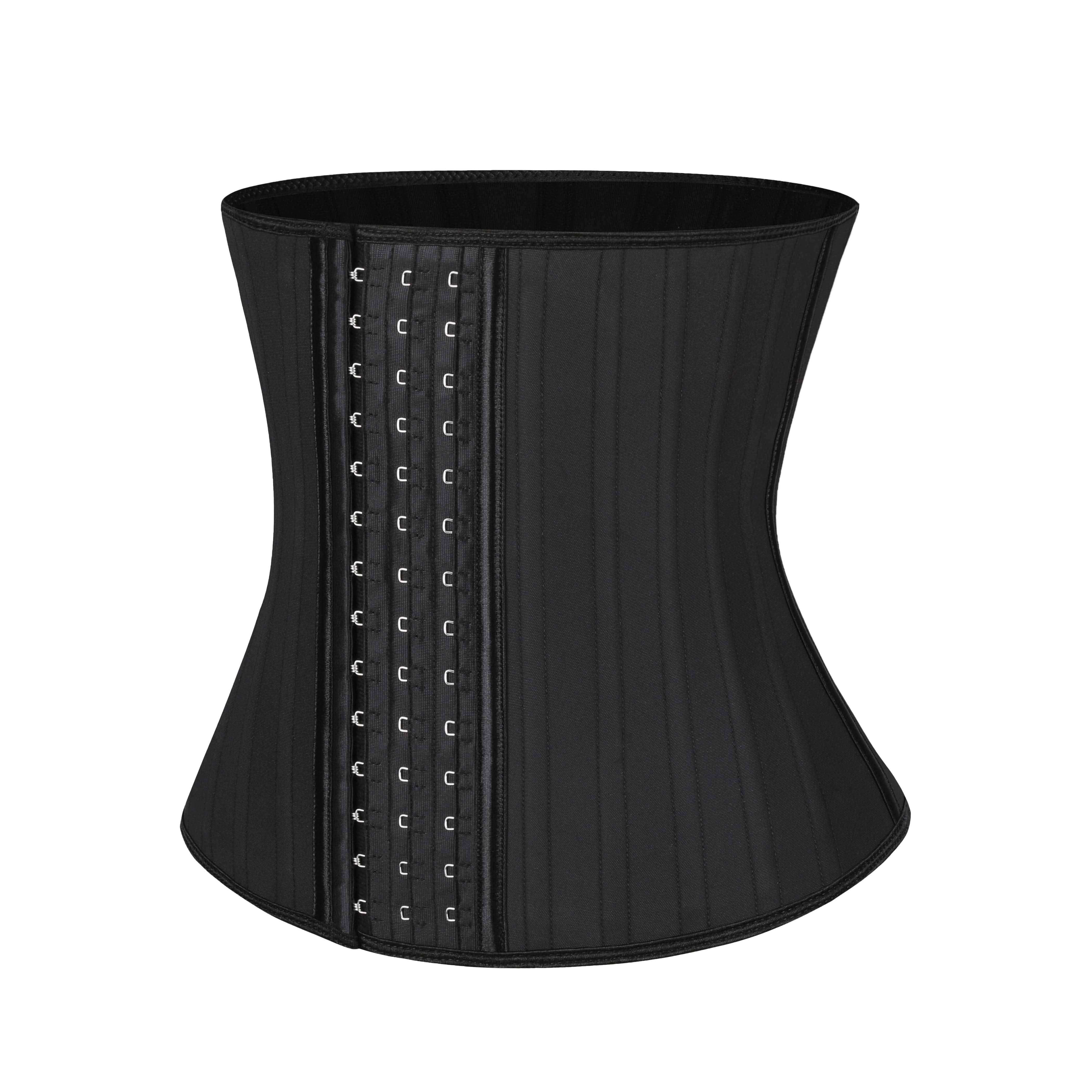 Hot Black Latex Waist Training Corset 25 Steel Boned Waist Cincher