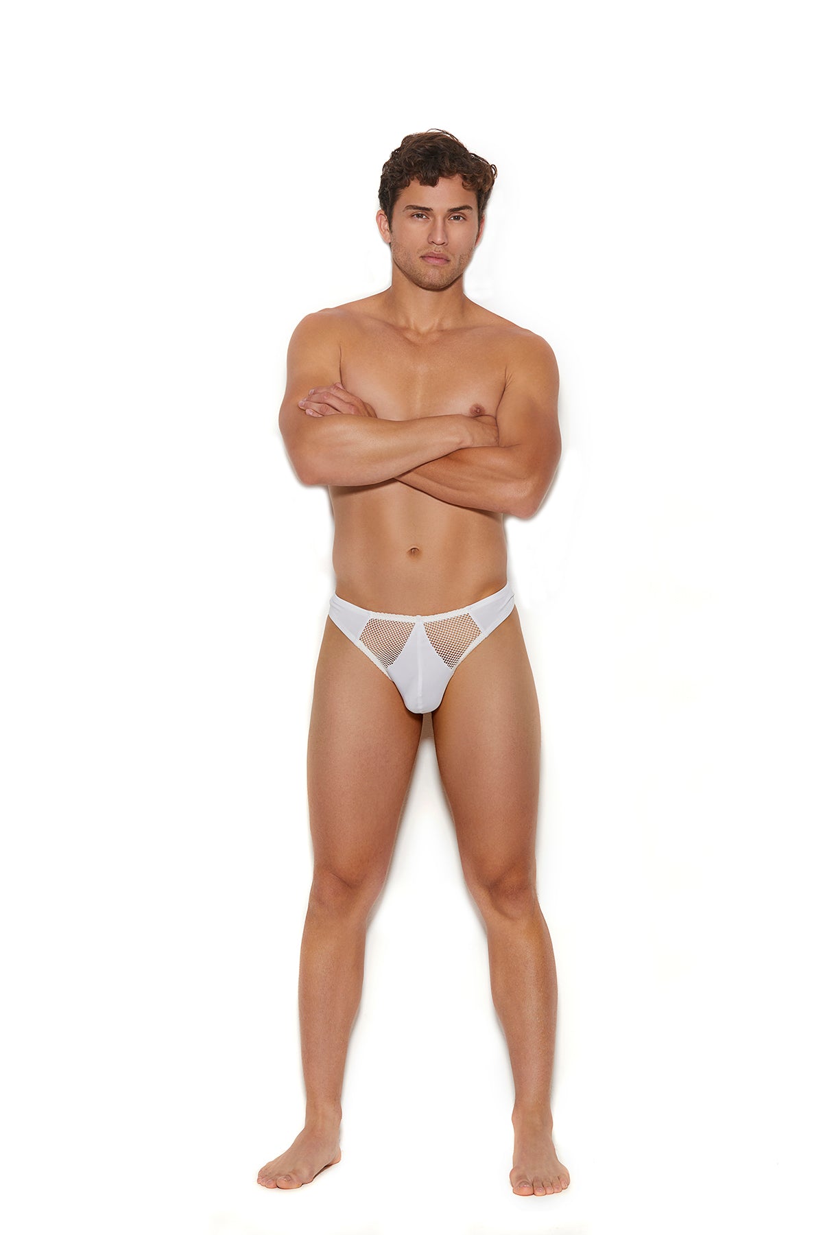 Men's fishnet and lycra thong