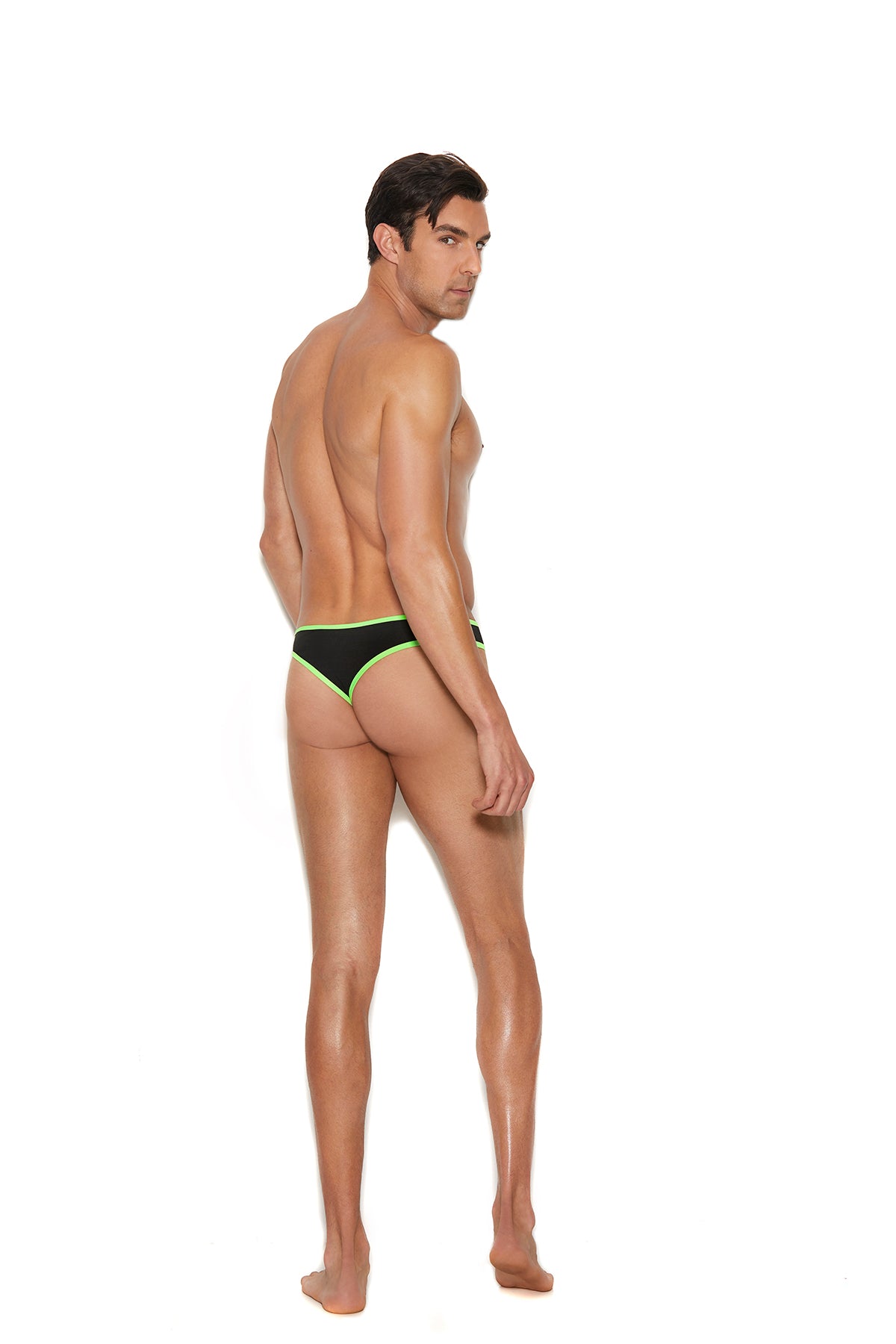 Mens thong with neon green trim