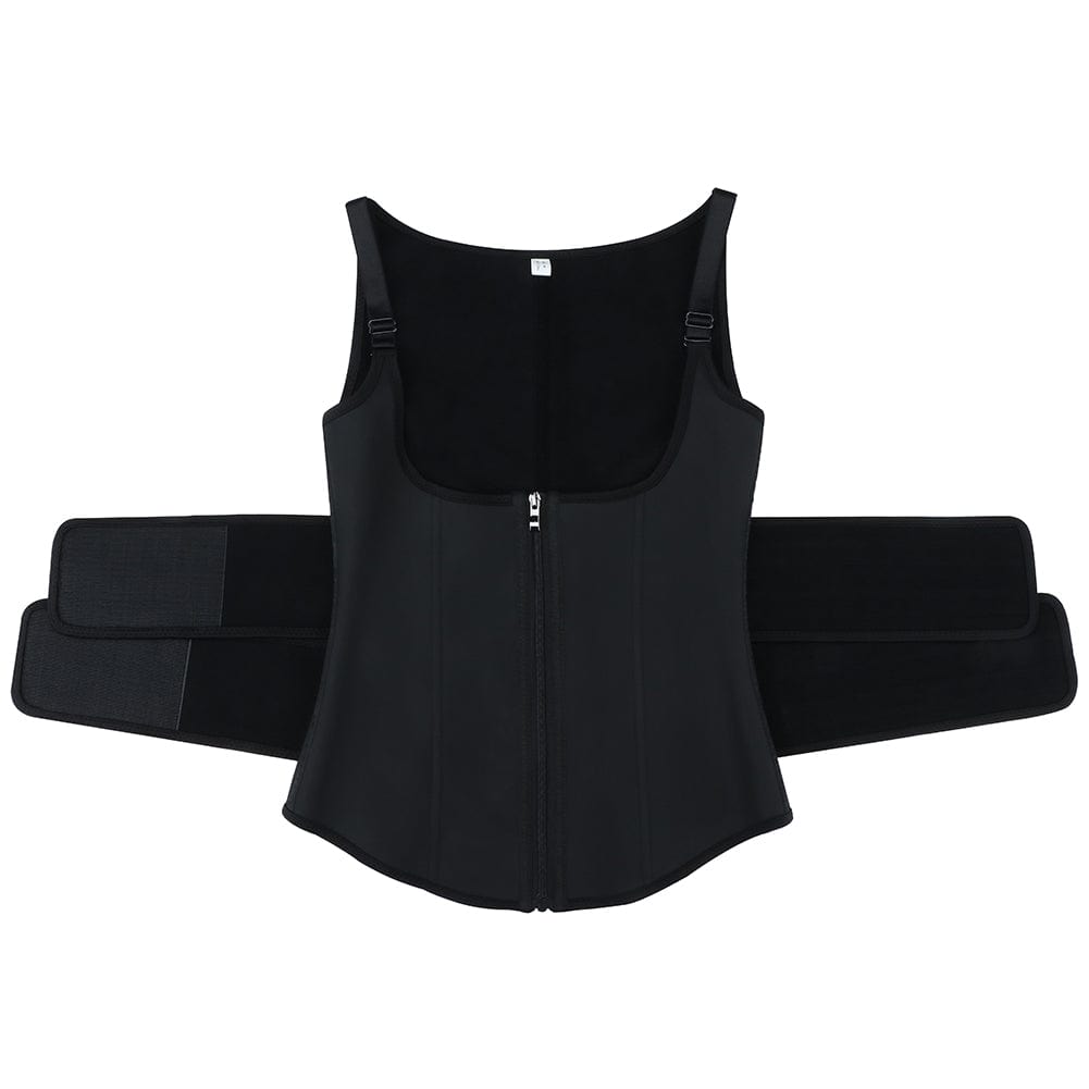 Fabulous Fit Black Upgrade Durable Zipper Vest Shaper 9 Steel Bones