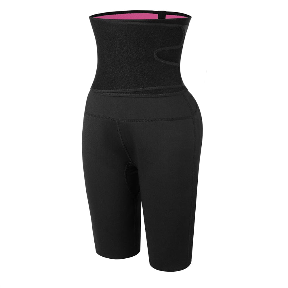 Ultrathin Black Solid Color Neoprene Shorts High Waist Firm Foundations