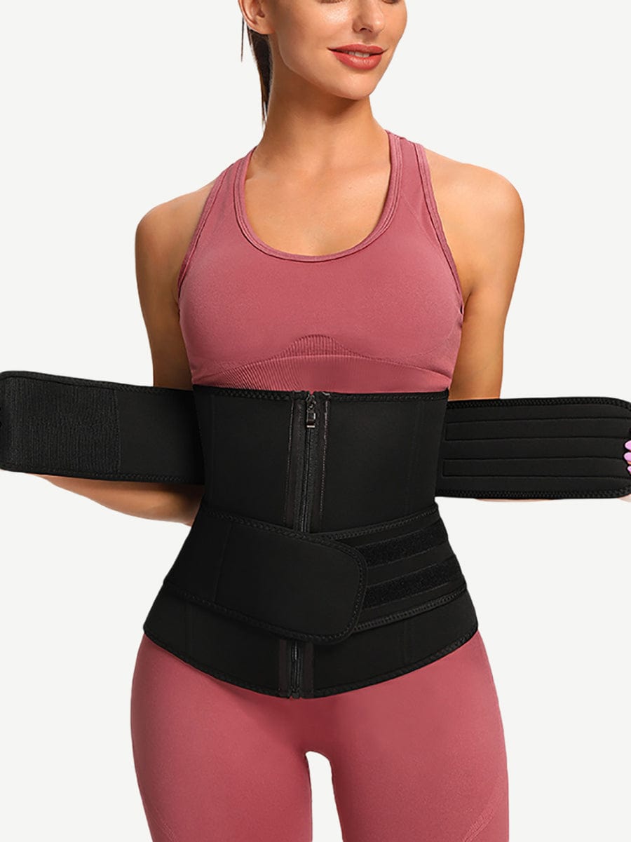 Athletic Waist Trainer Black Big Size Neoprene With Sticker Tummy Control