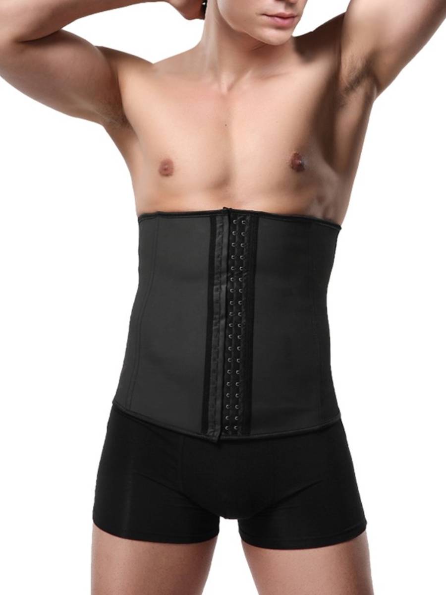 Men Black Hook Closure Tummy Shaper