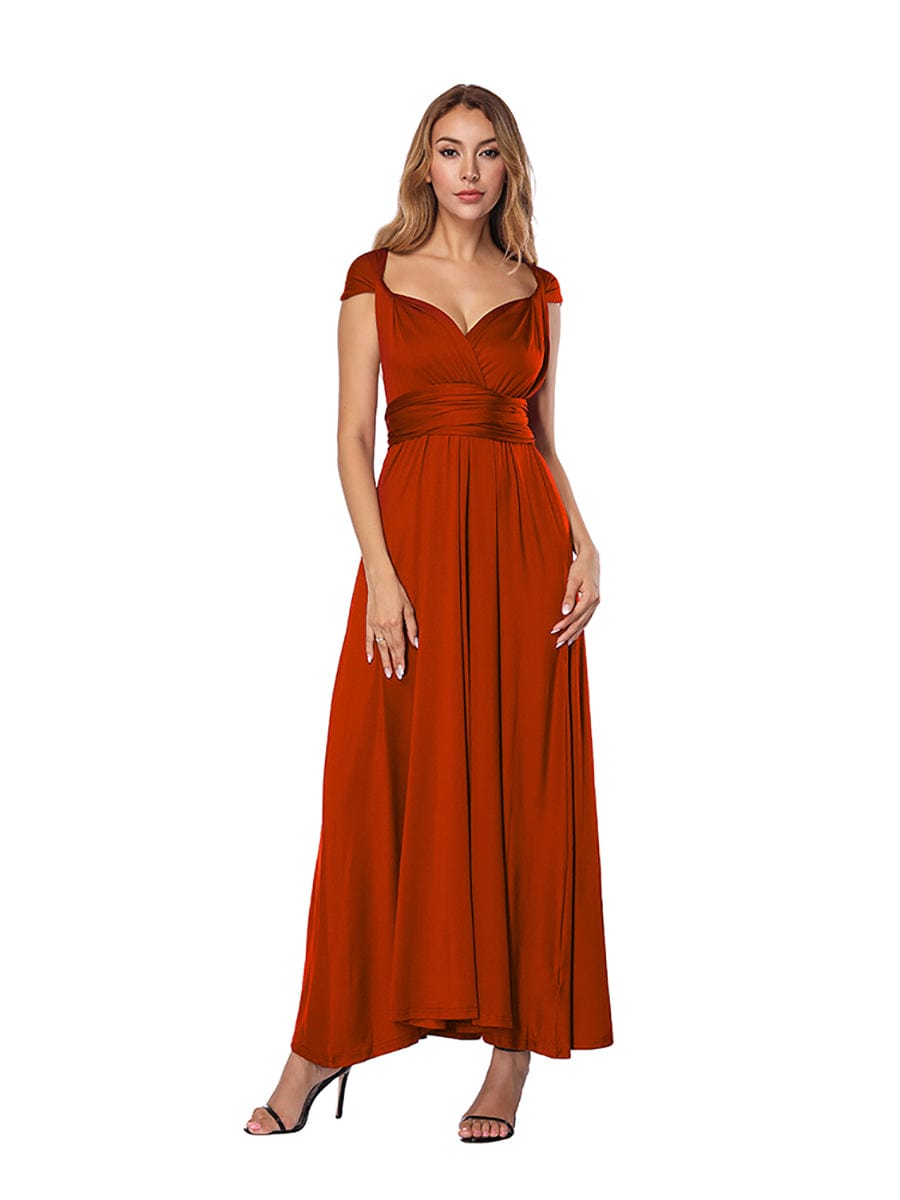 Women'S Sexy Deep V Neck Backless Multi-Rope Cross Back Bandage Maxi Party Long Dress