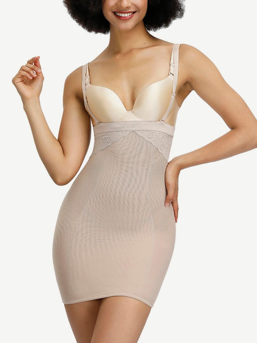 Plus Size Lace Mesh Full Body Shapewear Adjustable Strap