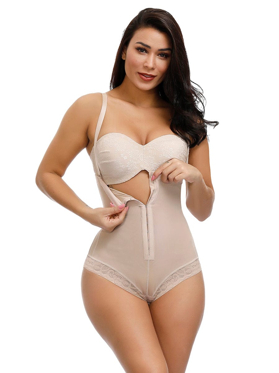 Body-Hugging High Waist Hook Front Plus Size Bodysuit Shape Medium Control Shapewear