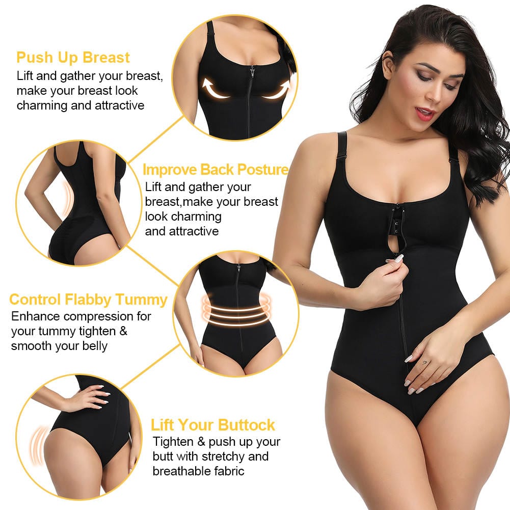 Large Size Full Body Shaper Front Zipper Smooth Abdomen