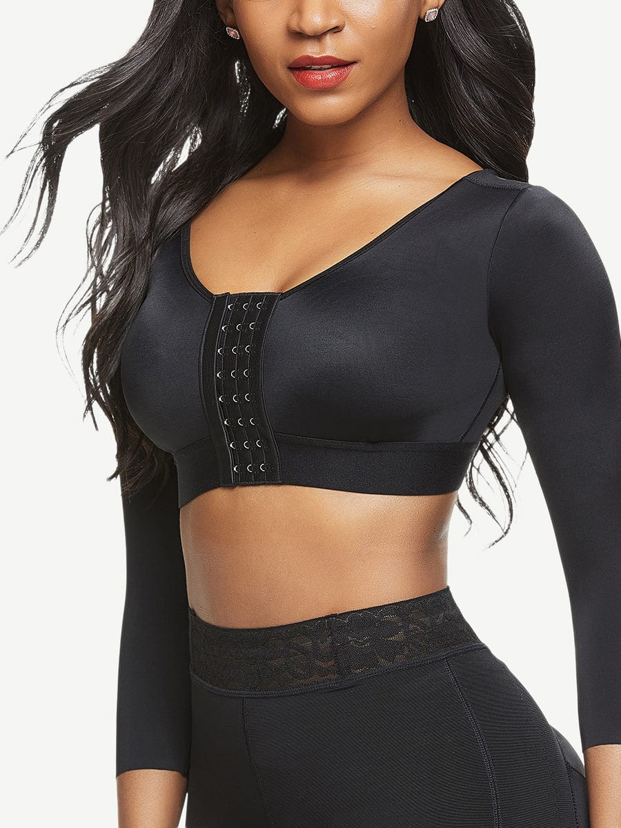 Graceful Black Crop Shapewear 3-Row Hooks Plus Size Instantly Slims