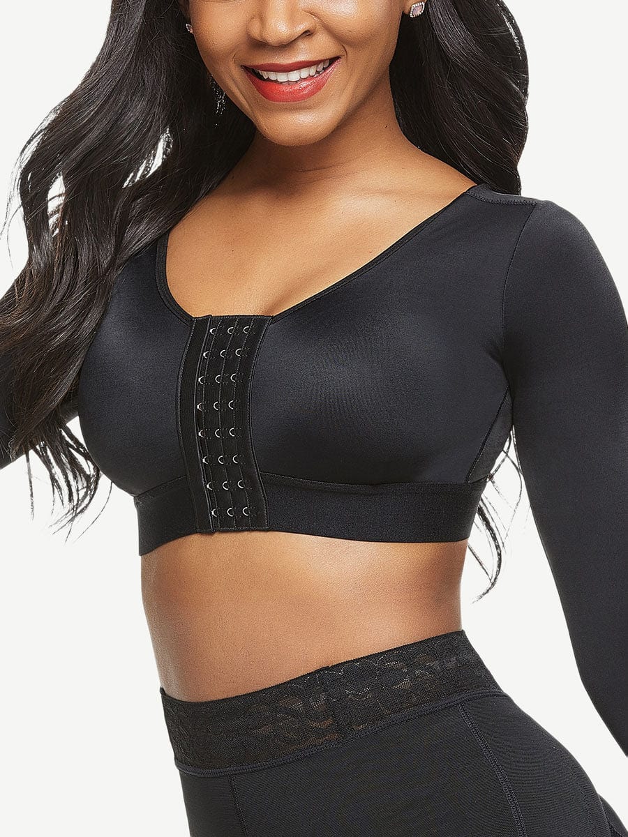 Graceful Black Crop Shapewear 3-Row Hooks Plus Size Instantly Slims