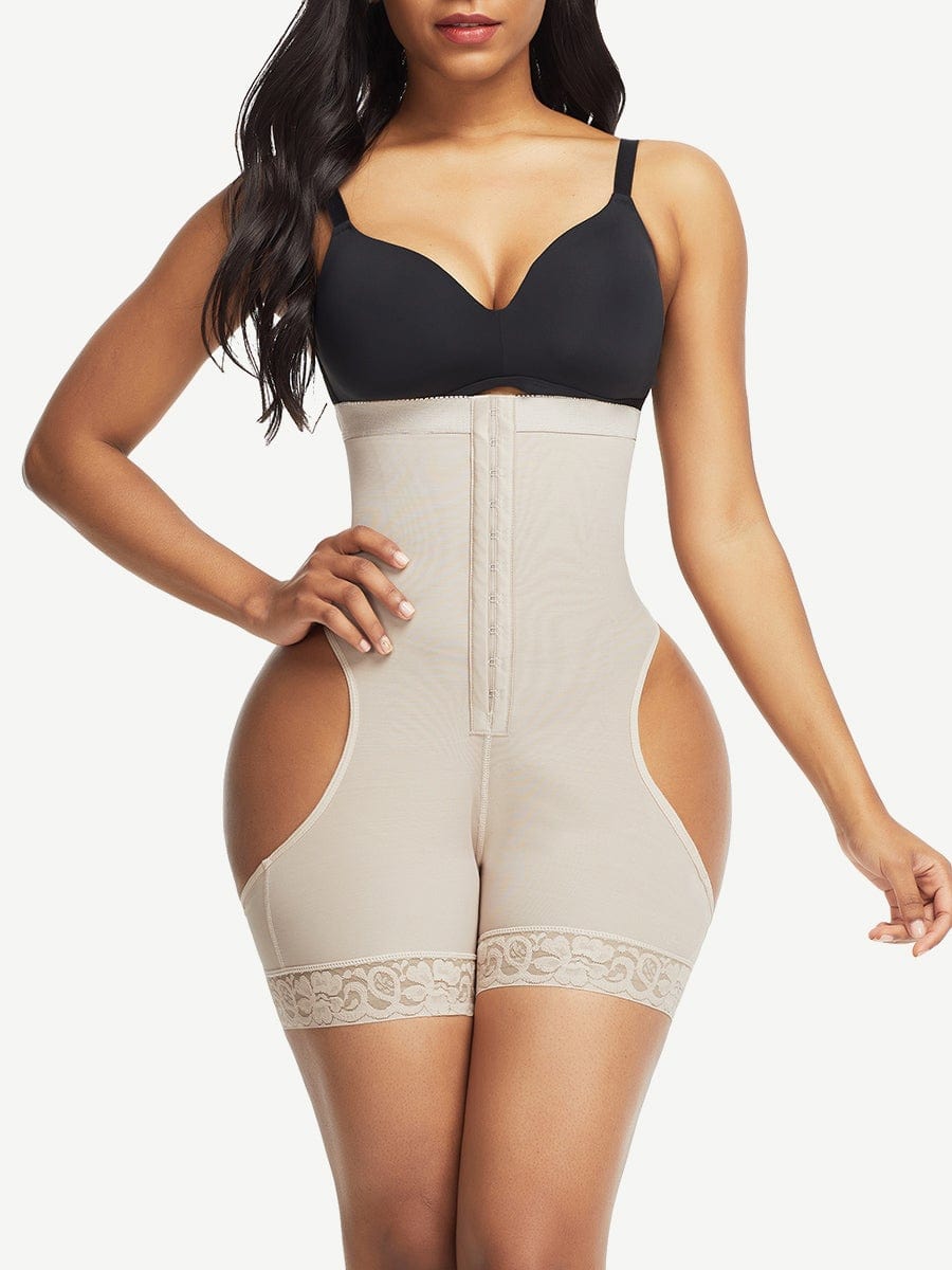 Flawlessly High Waist Open Butt Shapewear Shorts Stretchy