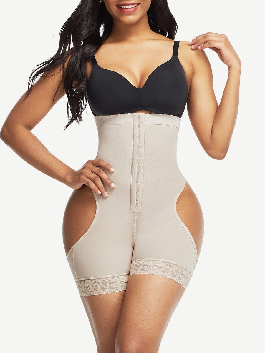 Flawlessly High Waist Open Butt Shapewear Shorts Stretchy