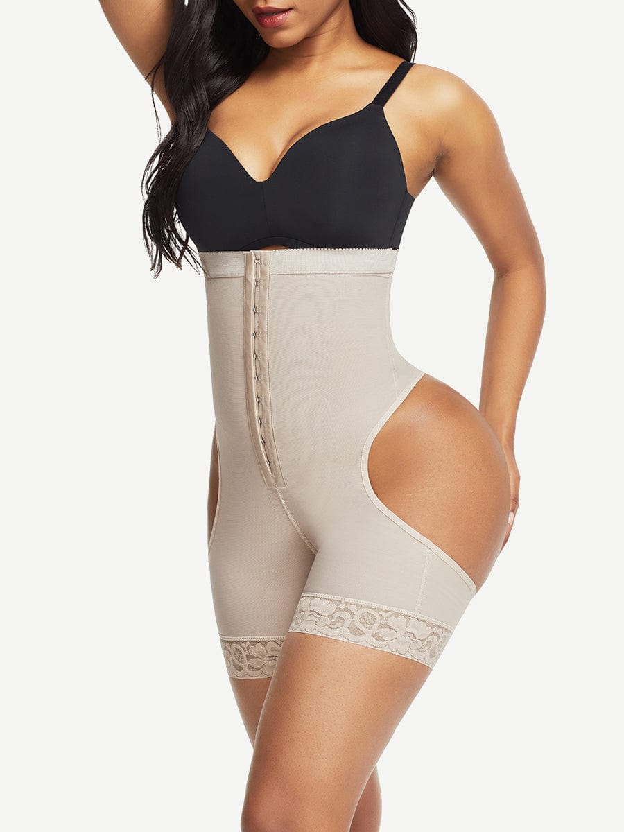 Flawlessly High Waist Open Butt Shapewear Shorts Stretchy