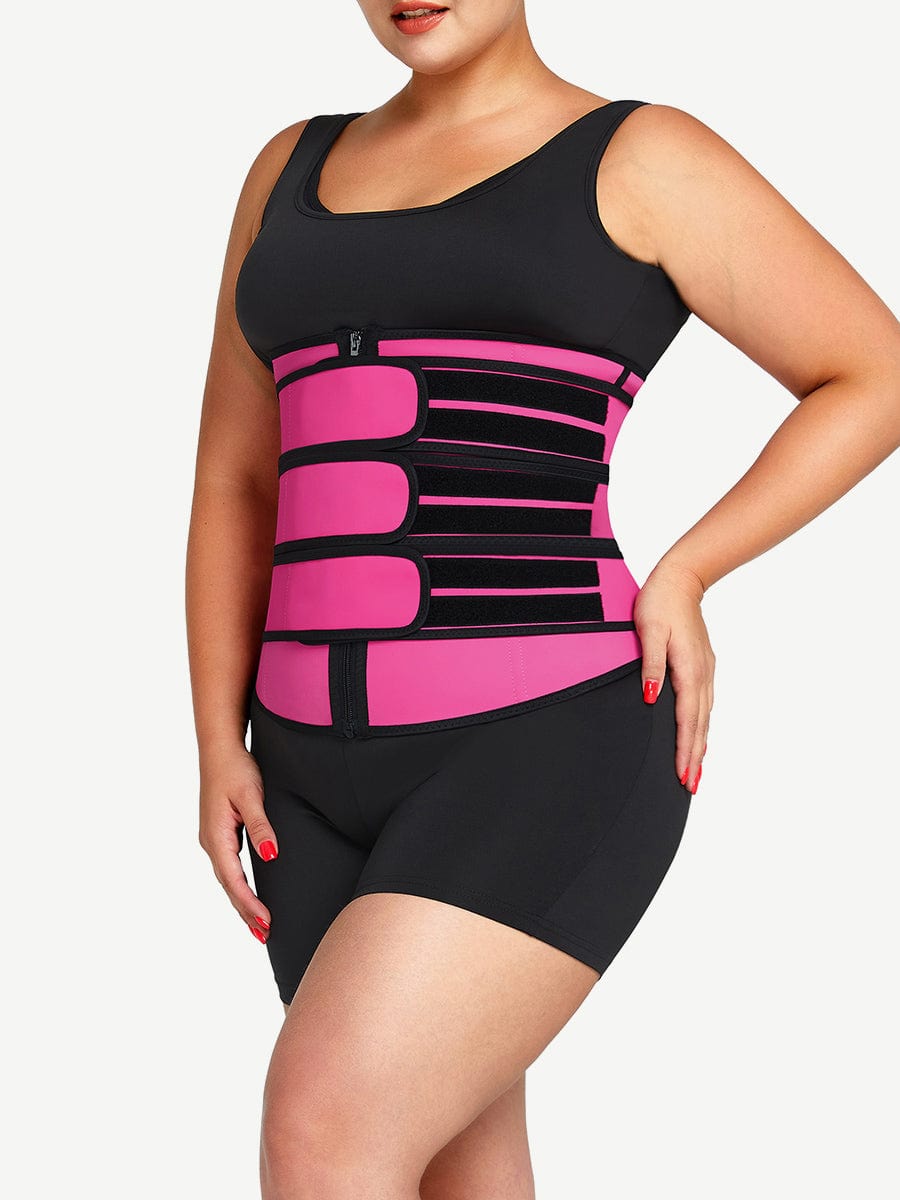 Rose Red Tummy Waist Trainer 7 Steel Bones Latex Zipper Control Midsection