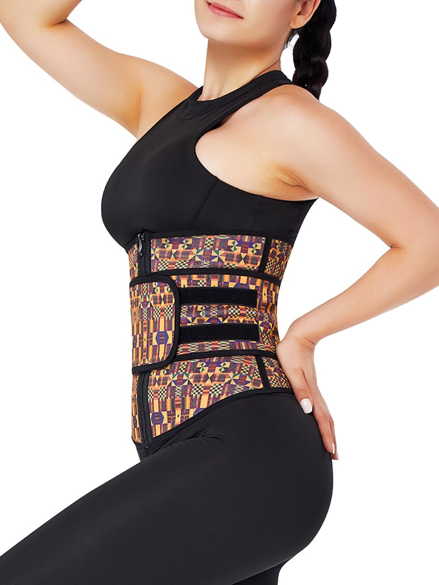 Miracle Zipper African Printing Latex Waist Trainer Slim Waist Colombian Waist Trainer Wholesale