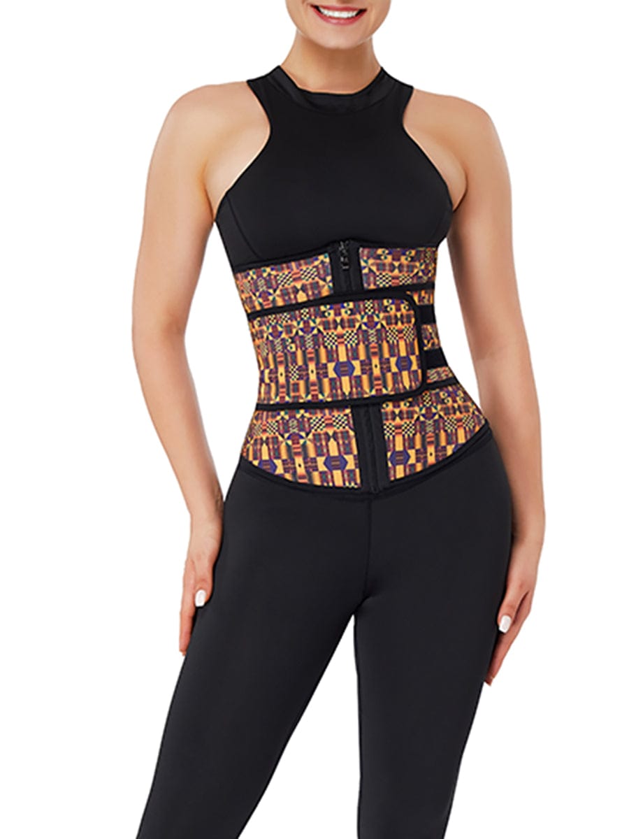 Miracle Zipper African Printing Latex Waist Trainer Slim Waist Colombian Waist Trainer Wholesale