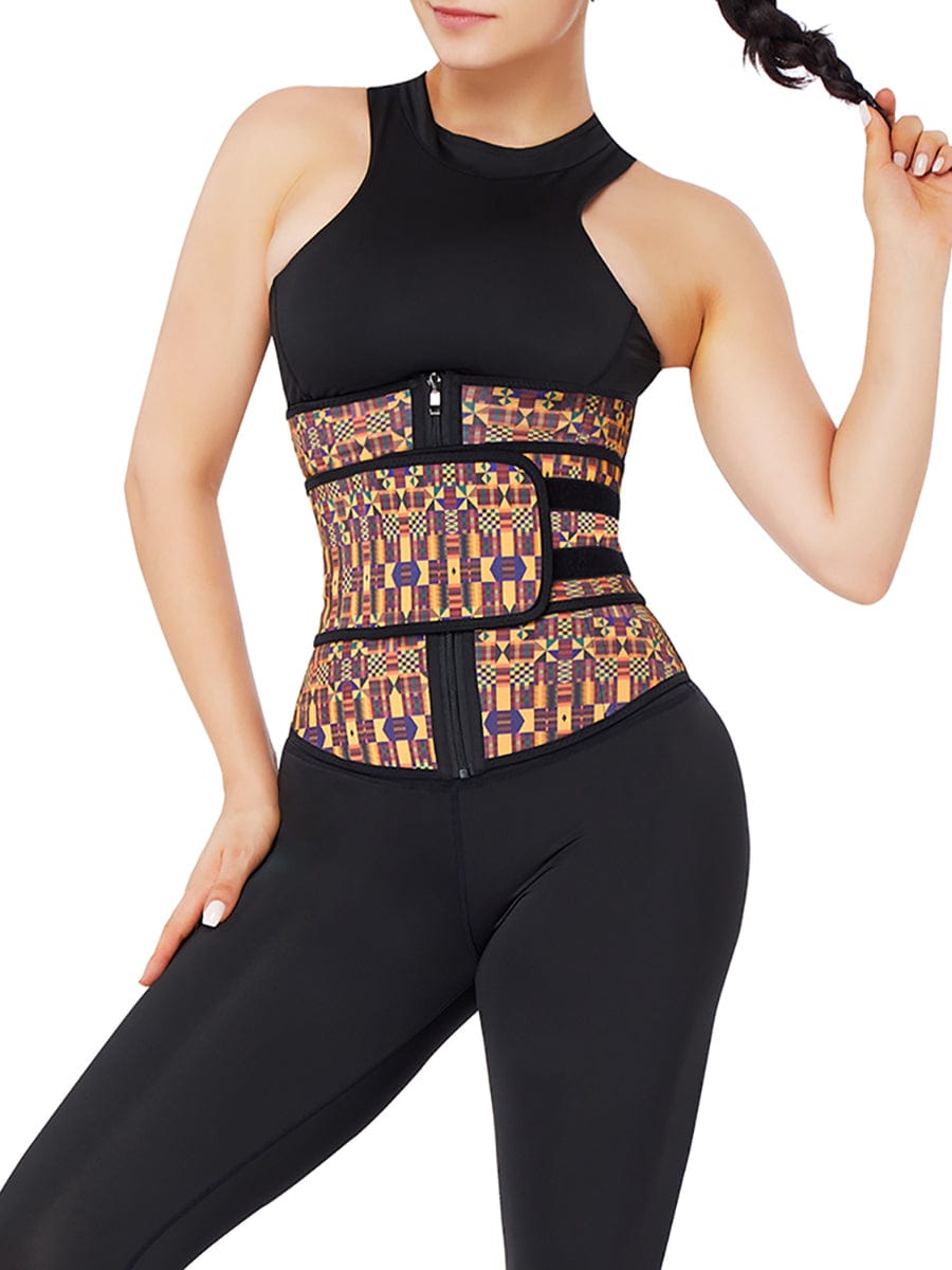 Miracle Zipper African Printing Latex Waist Trainer Slim Waist Colombian Waist Trainer Wholesale