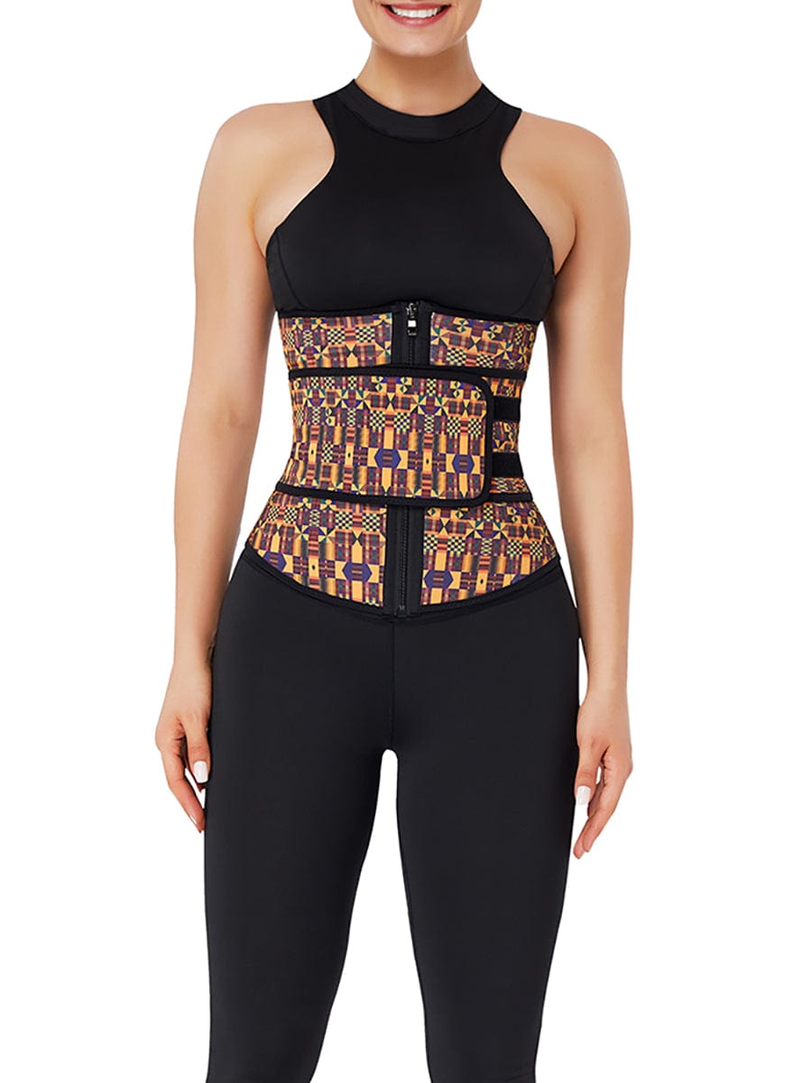 Miracle Zipper African Printing Latex Waist Trainer Slim Waist Colombian Waist Trainer Wholesale