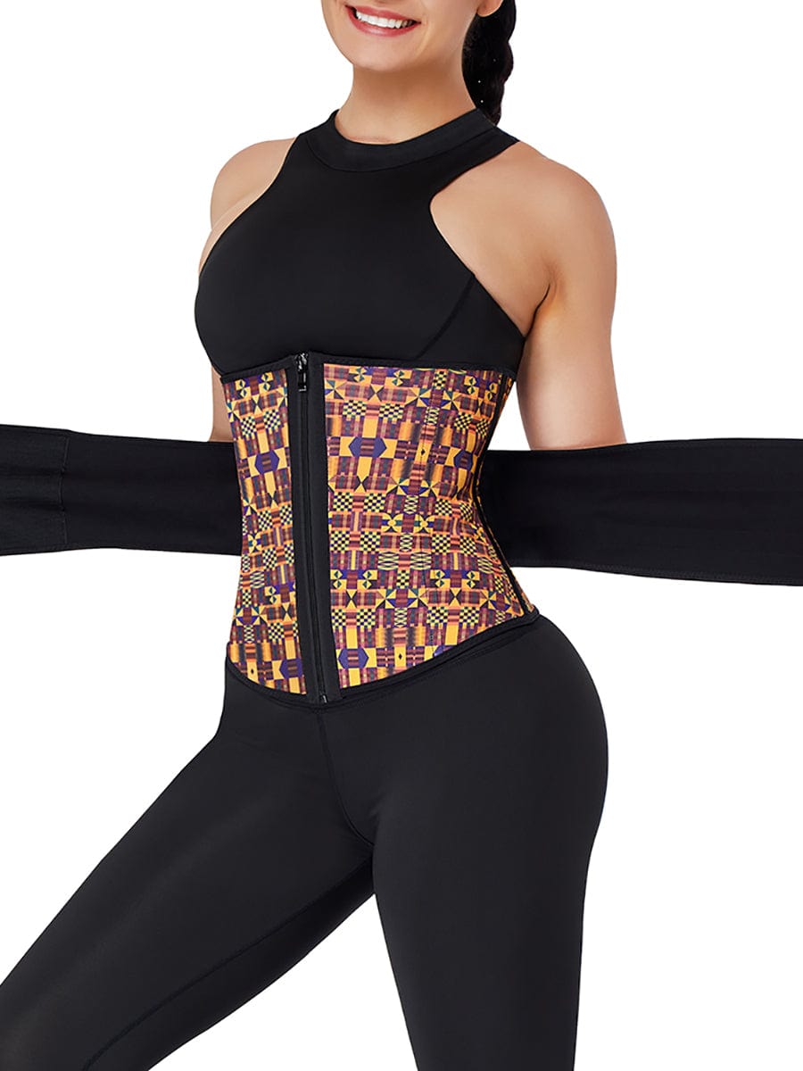 Miracle Zipper African Printing Latex Waist Trainer Slim Waist Colombian Waist Trainer Wholesale