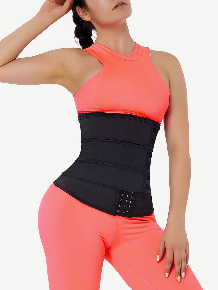 Black Hooks Latex Three-Belt Workout Waist Trainer Fat Burner