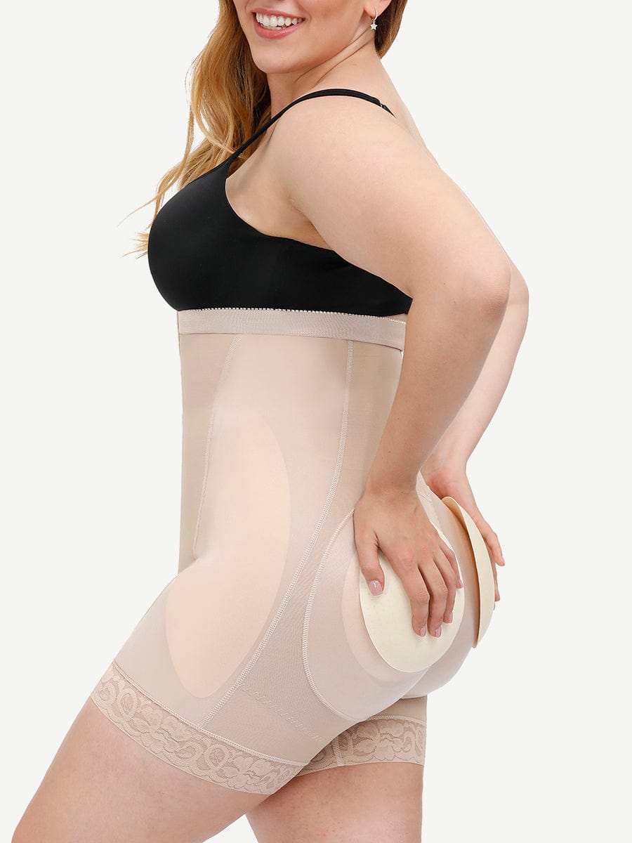 High Power Complexion Detachable Pads Shaper Shorts Lace Trim