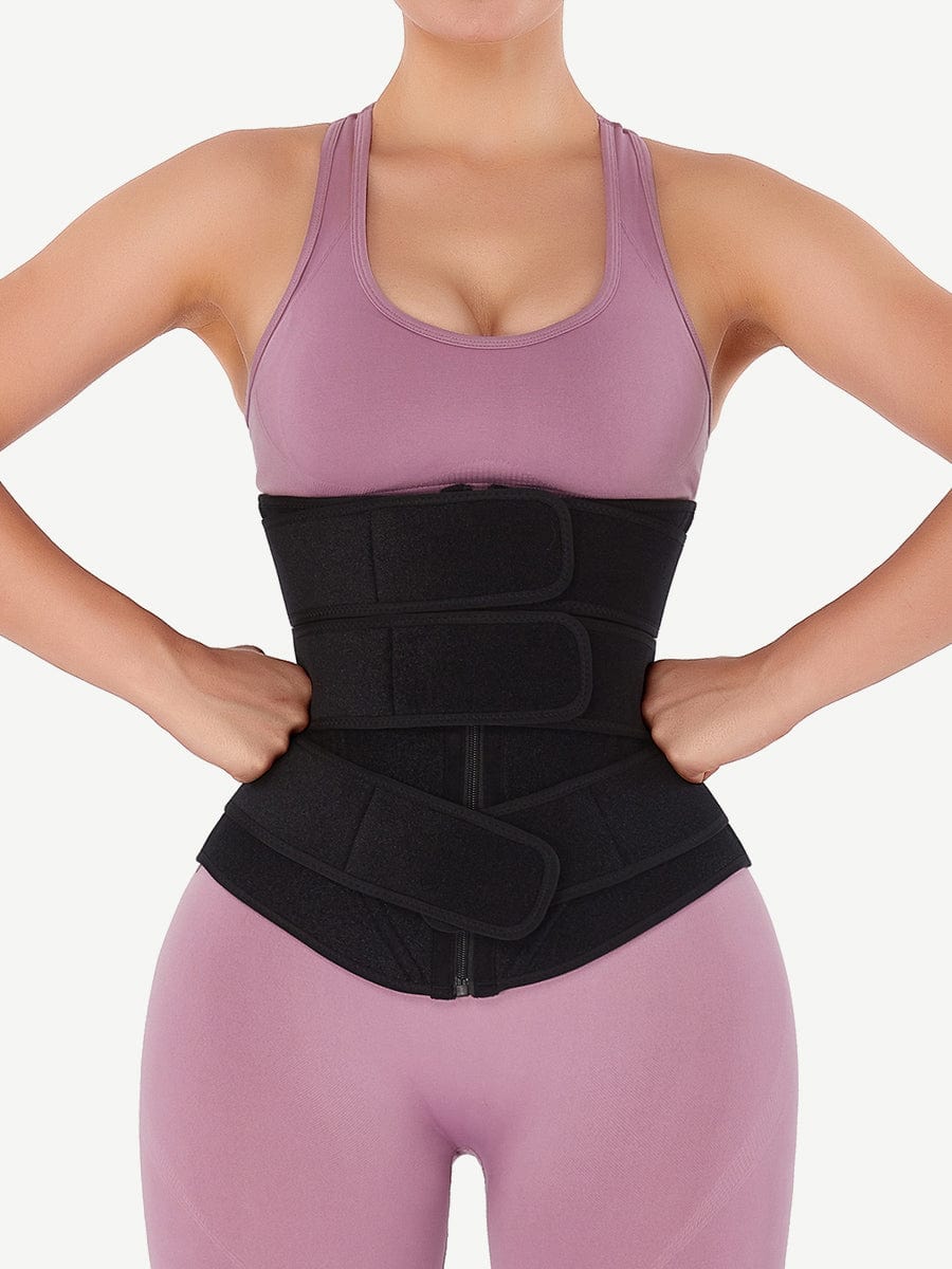 Flatten Tummy Neoprene Zip Three-Belt Waist Trainer