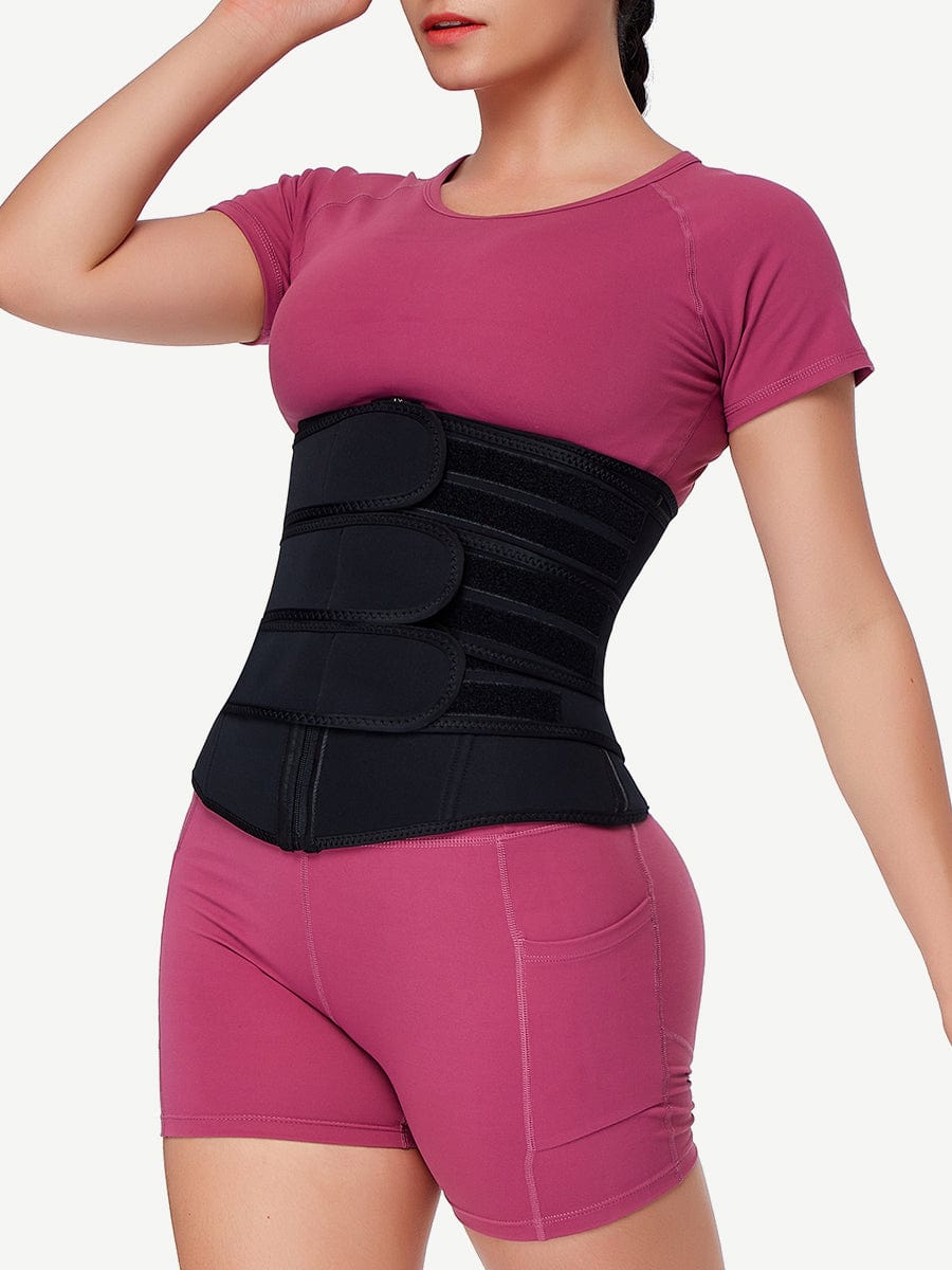 Three Belt Neoprene Plus Size Sauna Waist Trainer Higher Power