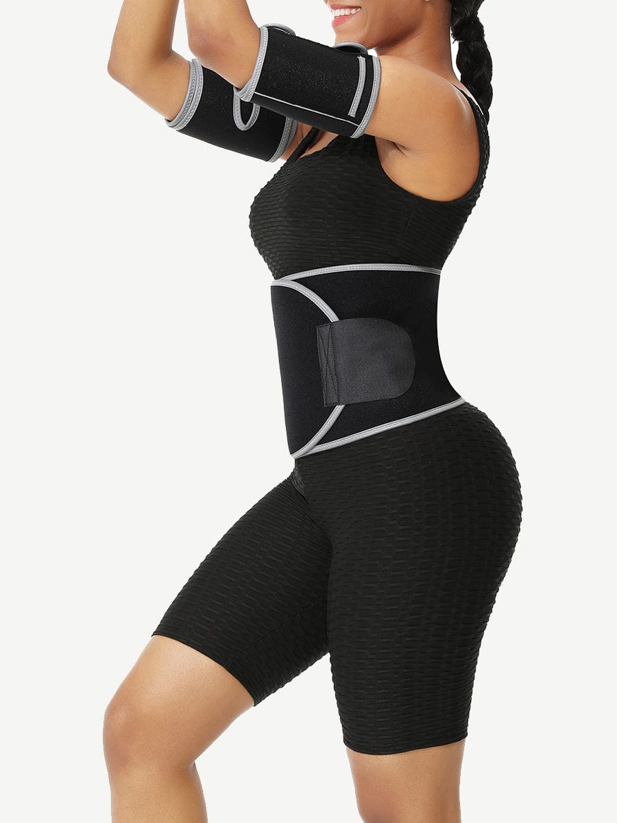 Light Gray Reflective Neoprene Waist Trainer With Sticker Tummy Training