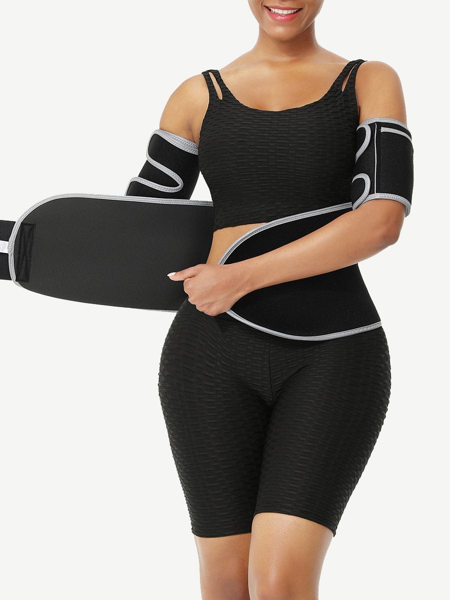 Light Gray Reflective Neoprene Waist Trainer With Sticker Tummy Training