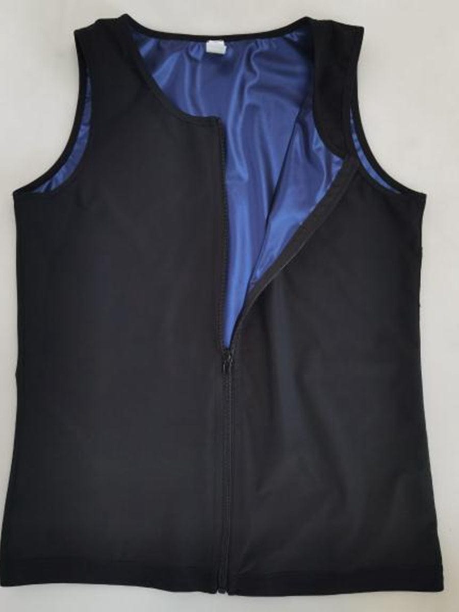 Blue Men Plus Size Shpaewear Tank Zipper For Running