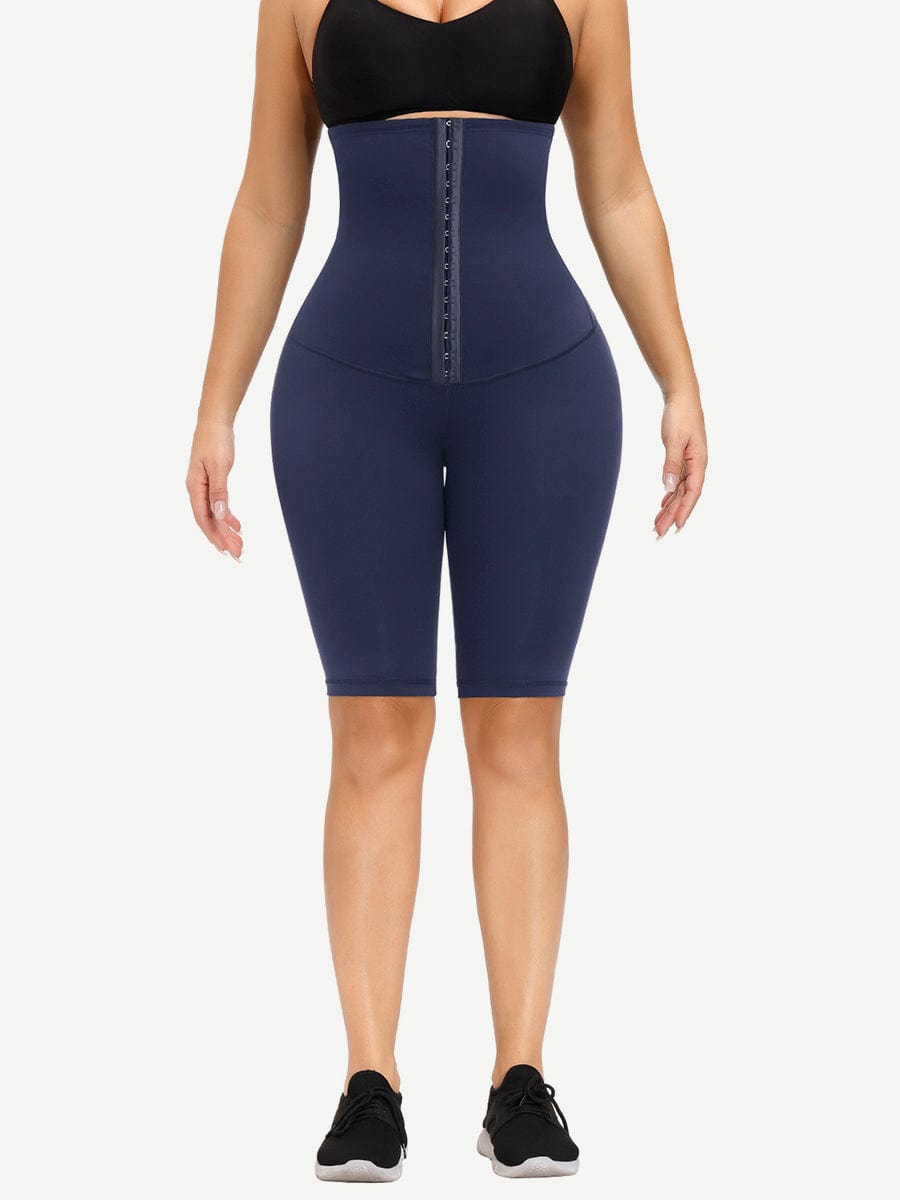 Dark Blue Anti-Slip Strip Midi Length Butt Lifter Smooth Abdomen