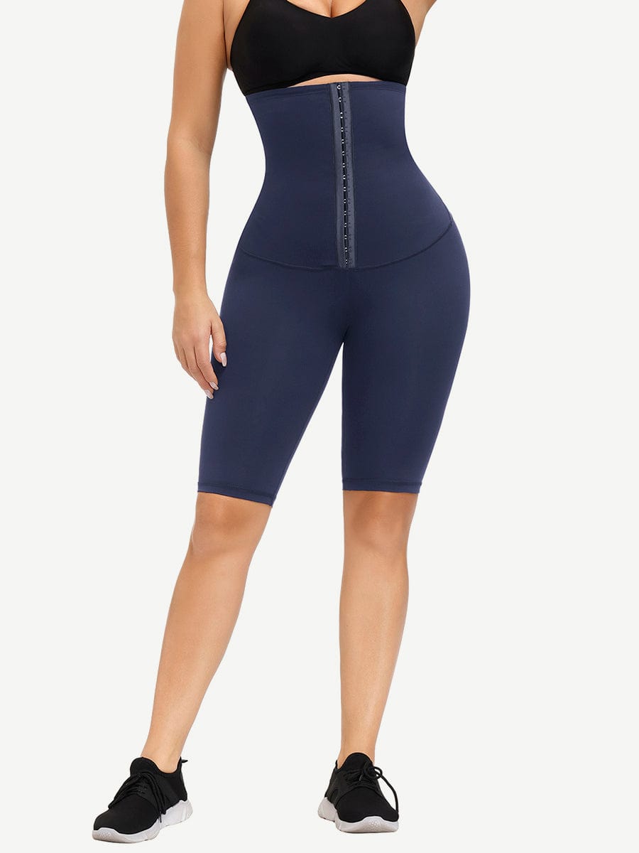 Dark Blue Anti-Slip Strip Midi Length Butt Lifter Smooth Abdomen