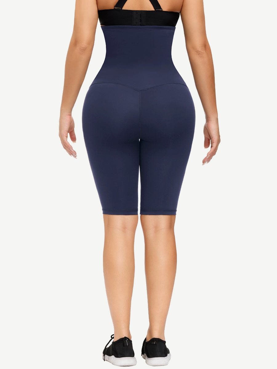 Dark Blue Anti-Slip Strip Midi Length Butt Lifter Smooth Abdomen