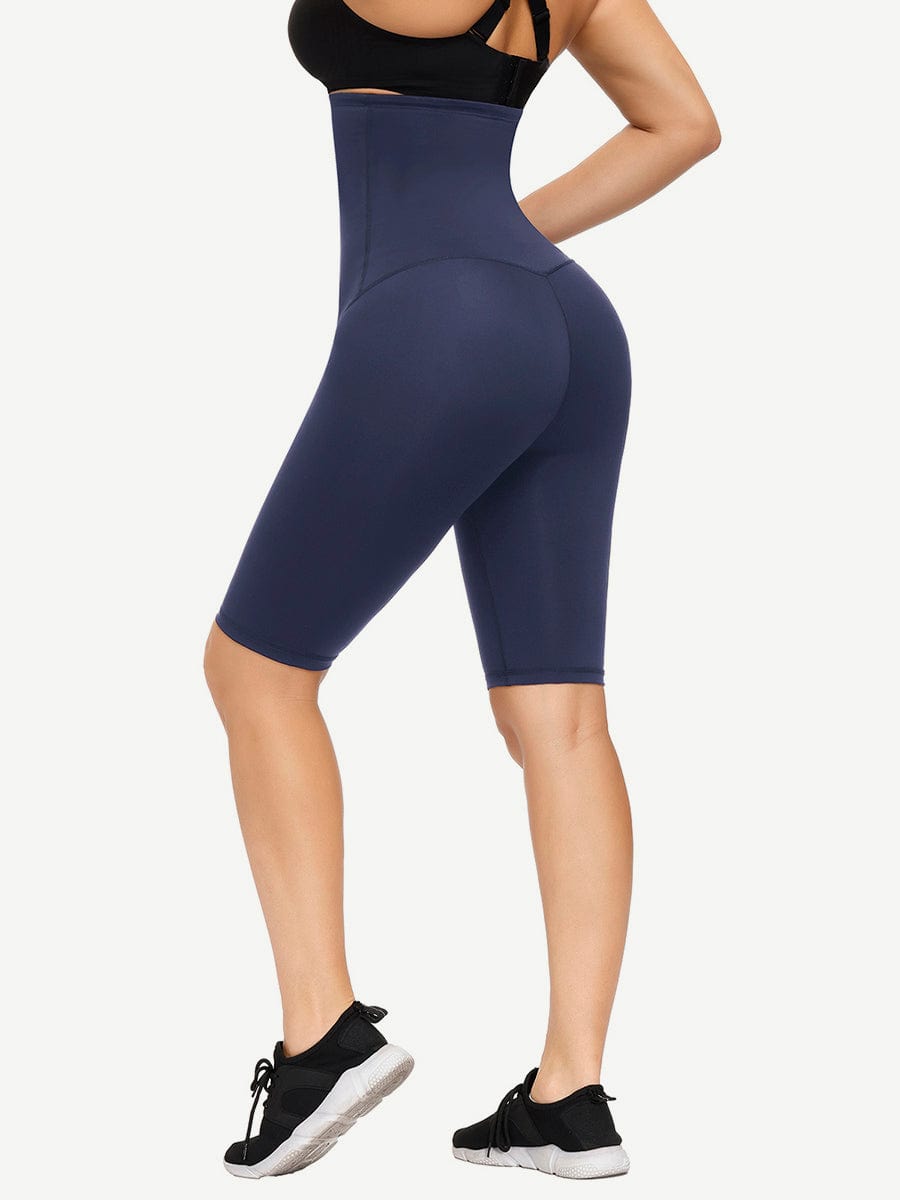 Dark Blue Anti-Slip Strip Midi Length Butt Lifter Smooth Abdomen