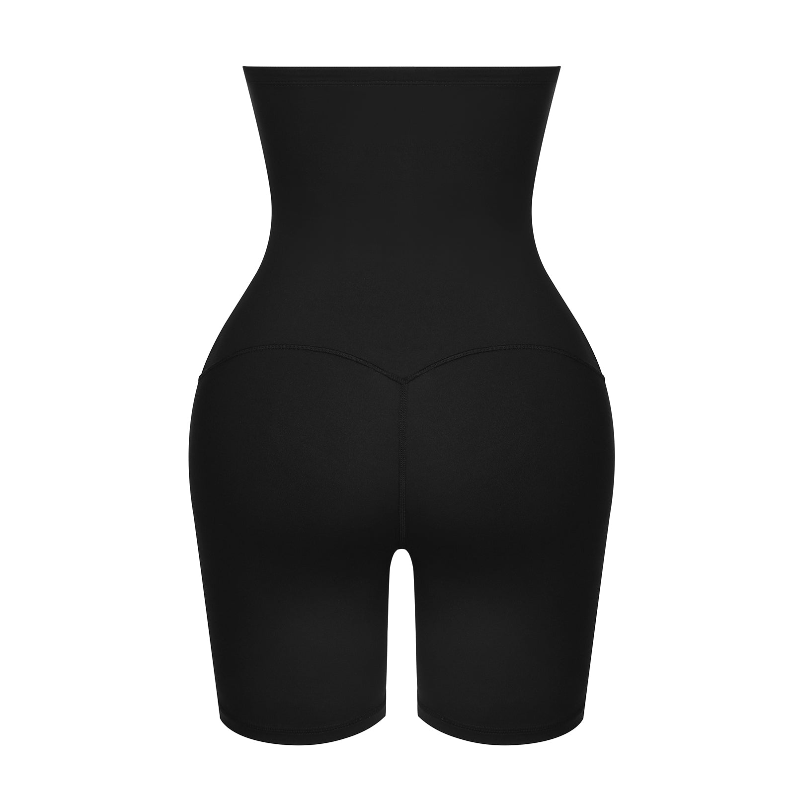 Black High Waist 2-In-1 Waist Trainer Shorts Mid-Thigh Slimming Waist