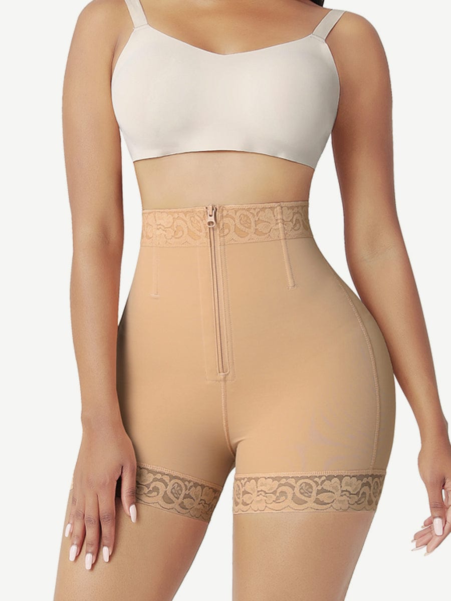 Front Zipper Butt Lifter Shorts High Waist Curve-Creating