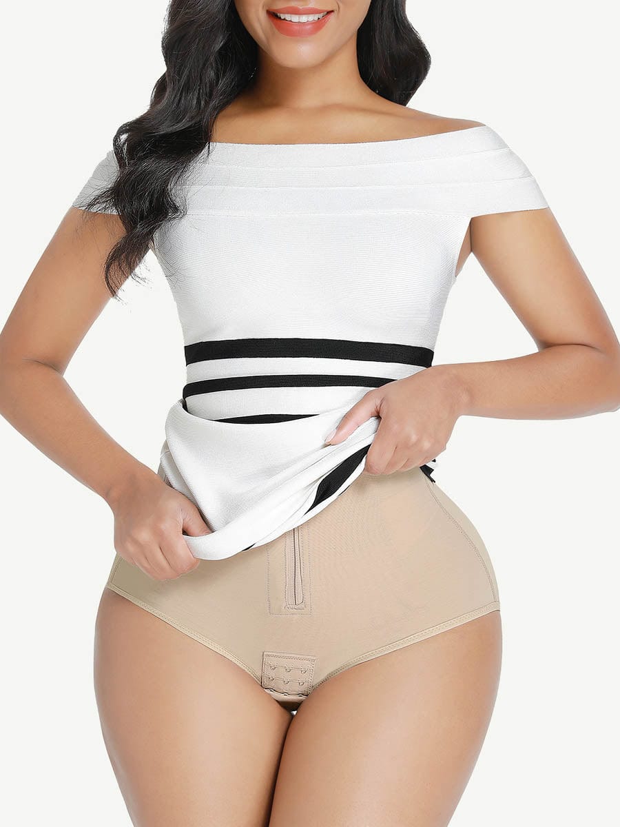 High Waist Shaper Shorts With Two Steel Bones and Zip