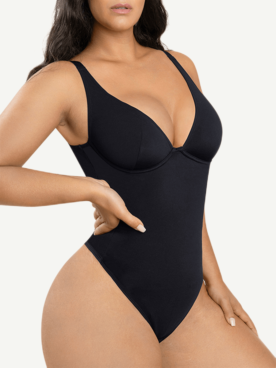 Plunge V-Neck One-Piece Bodysuit Tummy control