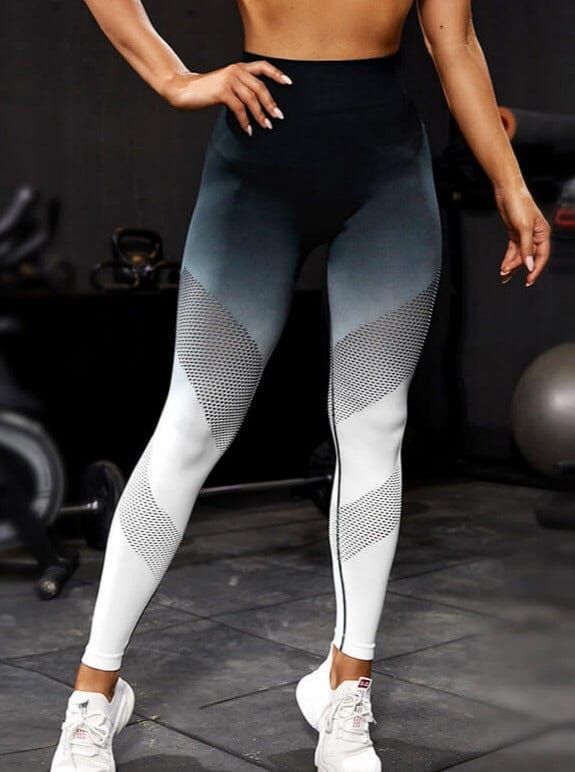 Stitched Openwork Gradient Seamless Sports Leggings