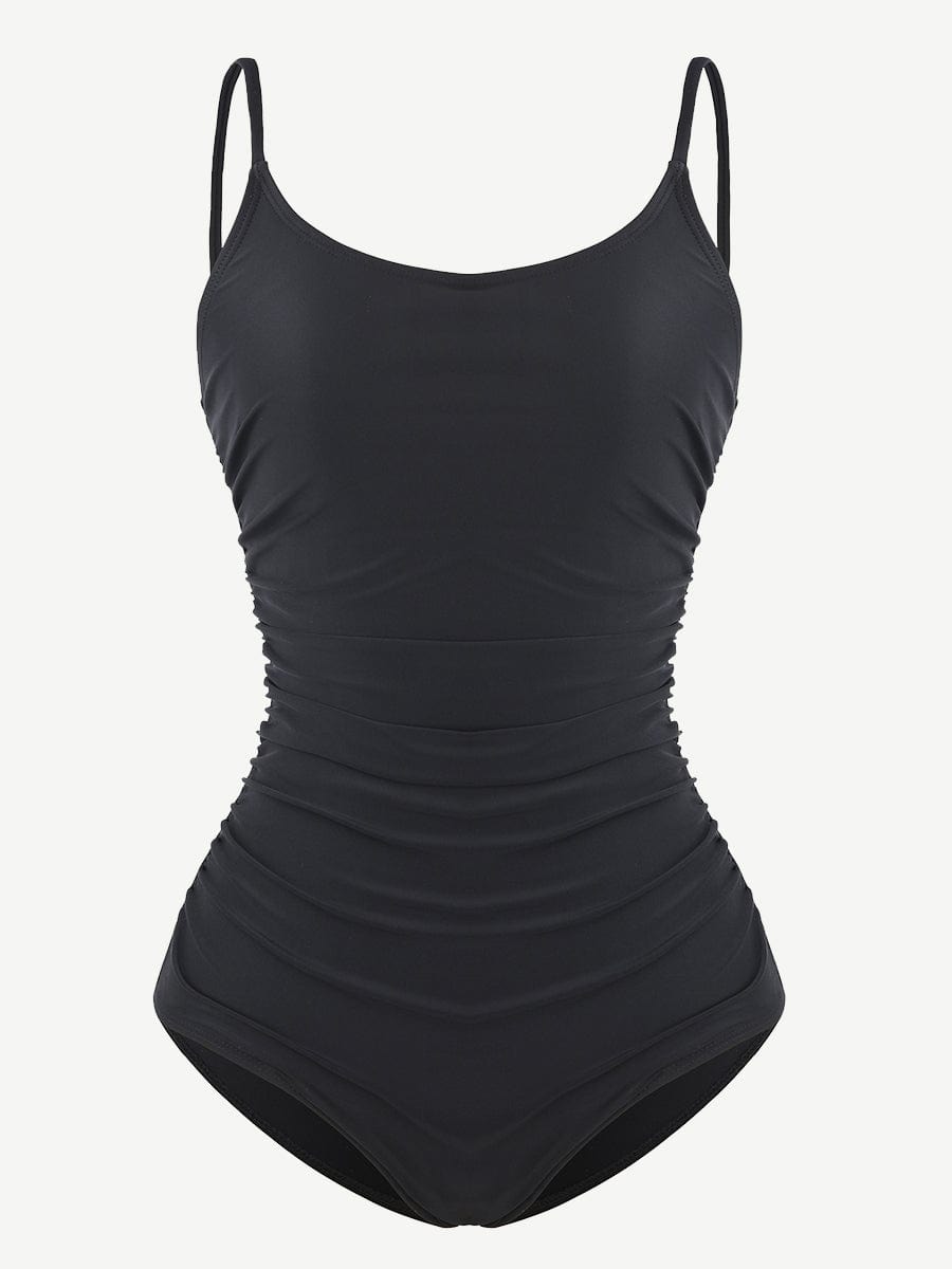 One-Piece Shapewear Swimsuit With Abdominal Pleating Design