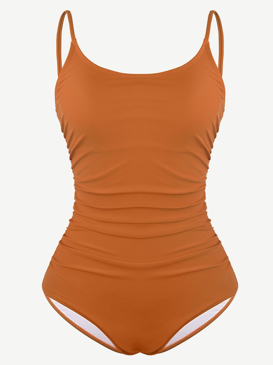 One-Piece Shapewear Swimsuit With Abdominal Pleating Design