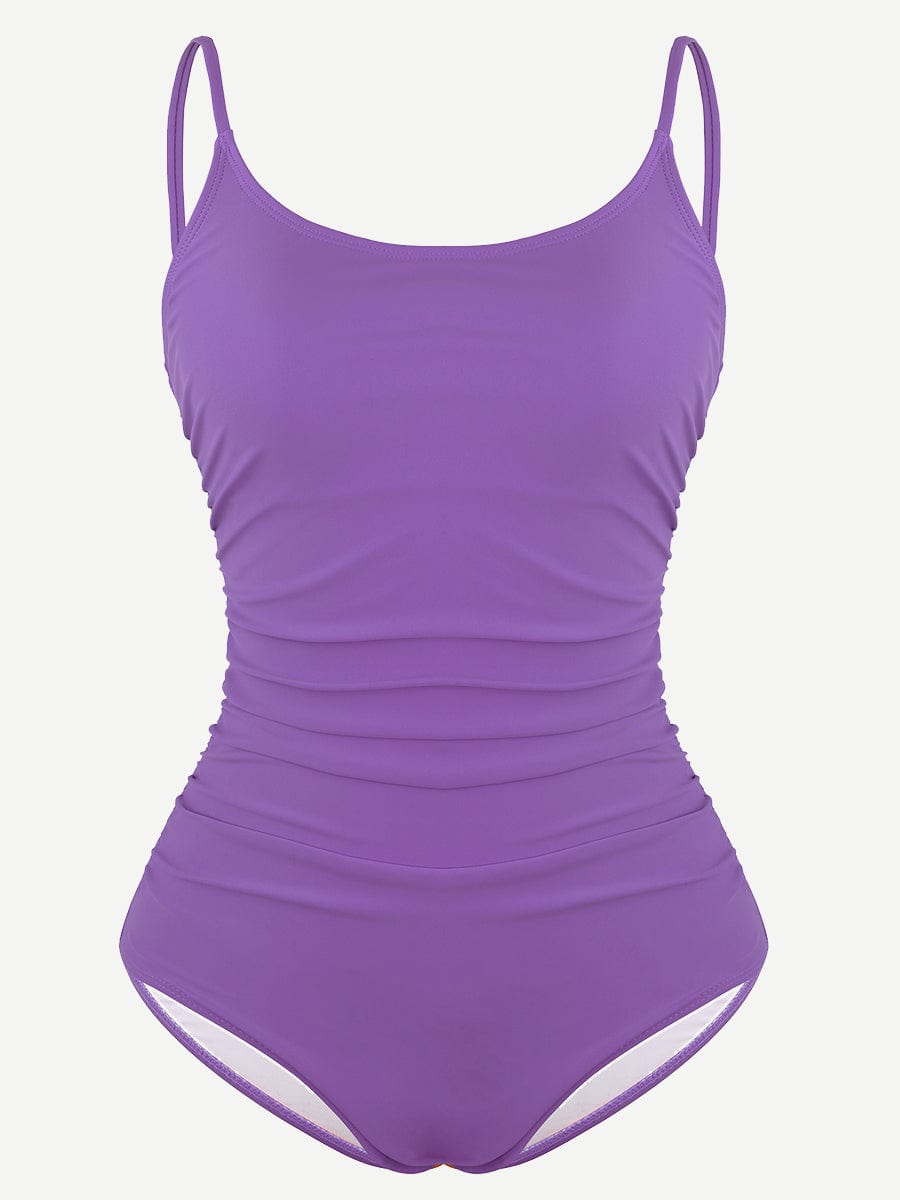 One-Piece Shapewear Swimsuit With Abdominal Pleating Design