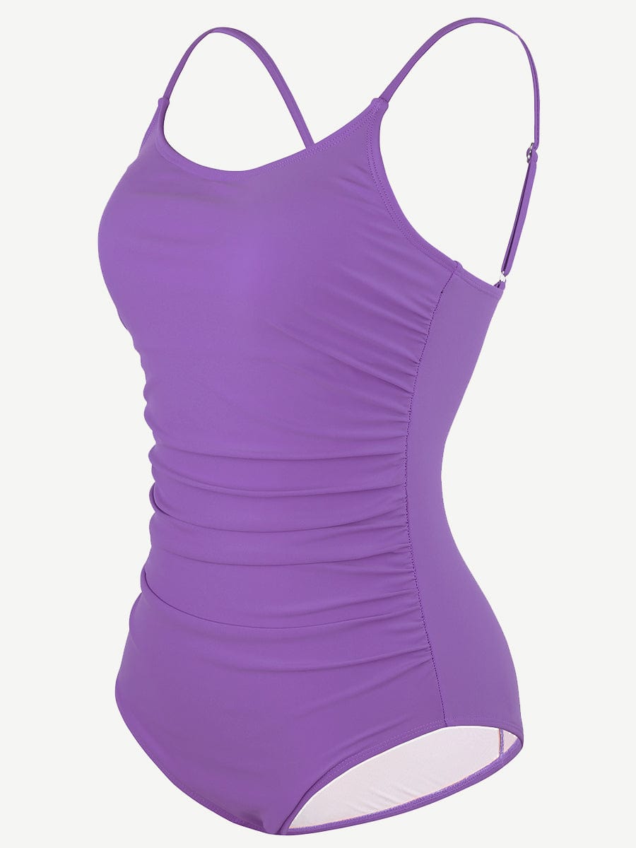 One-Piece Shapewear Swimsuit With Abdominal Pleating Design