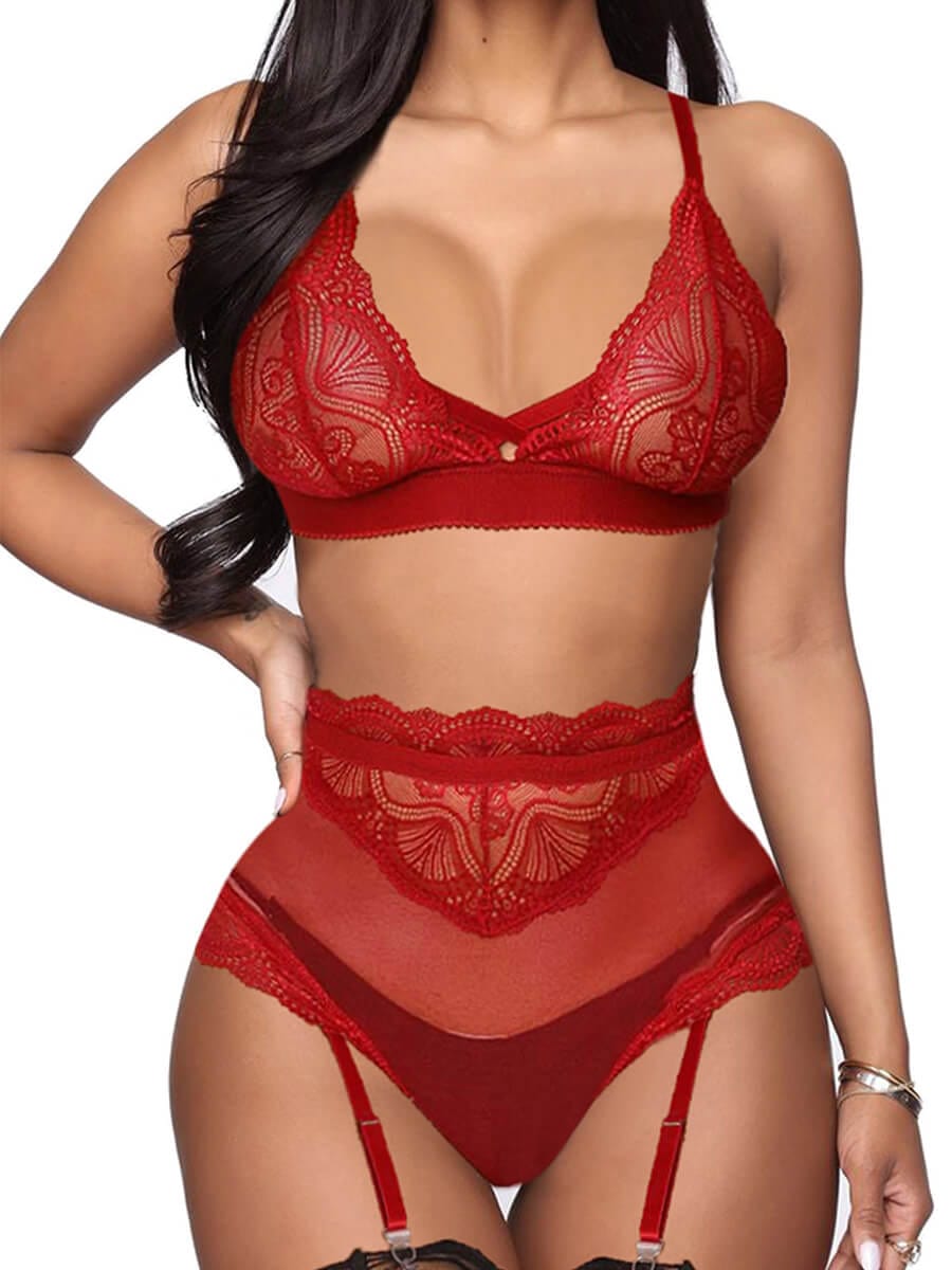 Passionate Hot Embroidered Bra-Pant Set