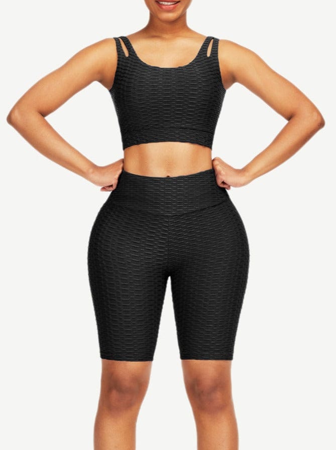 Well-Suited Jacquard High Waist Crop Sports Suit For Female Runner