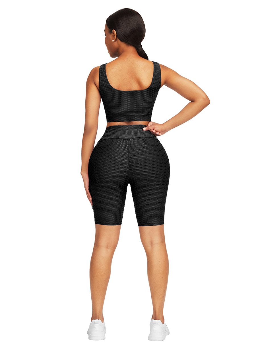 Well-Suited Jacquard High Waist Crop Sports Suit For Female Runner