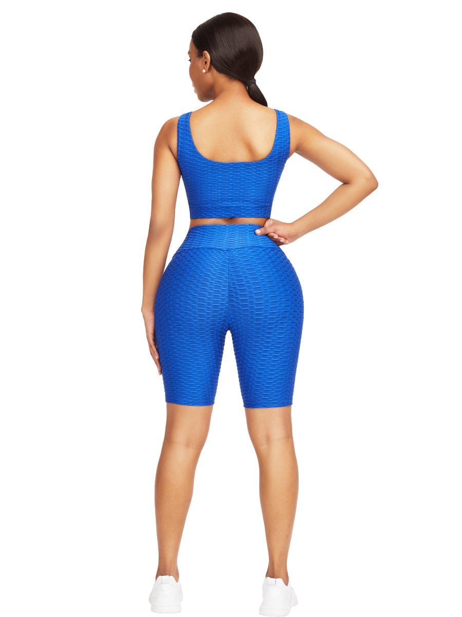 Well-Suited Jacquard High Waist Crop Sports Suit For Female Runner