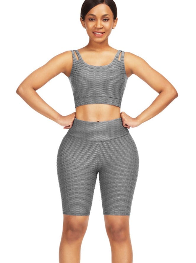 Well-Suited Jacquard High Waist Crop Sports Suit For Female Runner