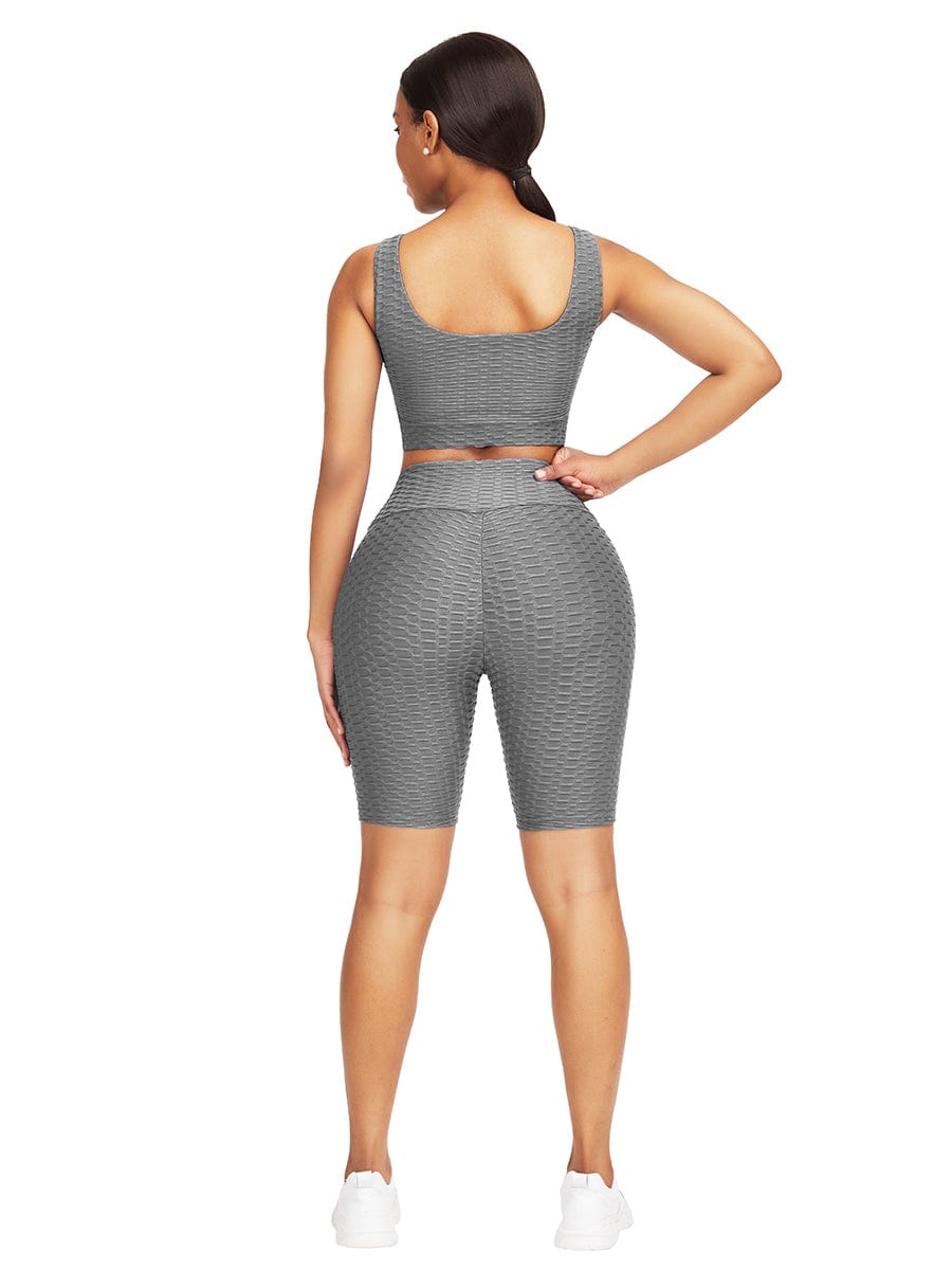 Well-Suited Jacquard High Waist Crop Sports Suit For Female Runner