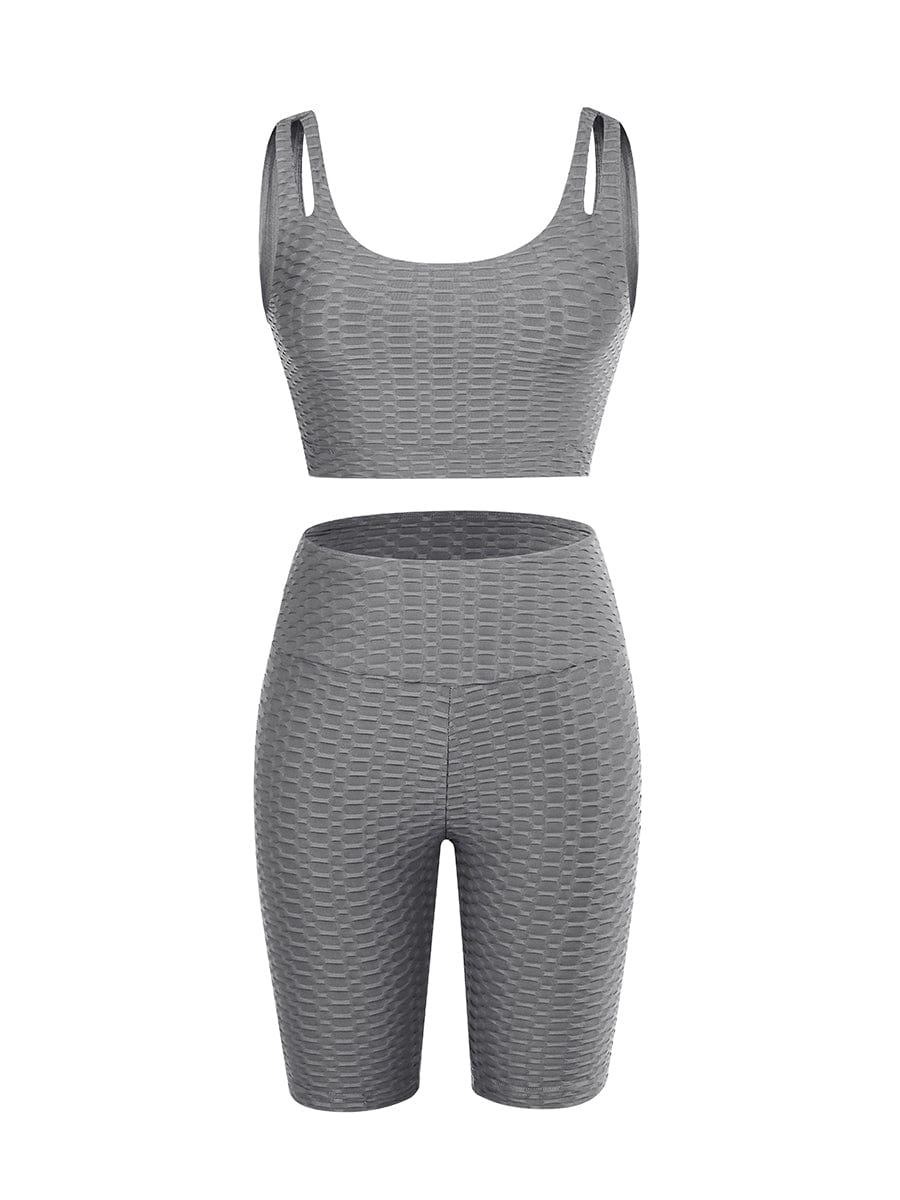 Well-Suited Jacquard High Waist Crop Sports Suit For Female Runner