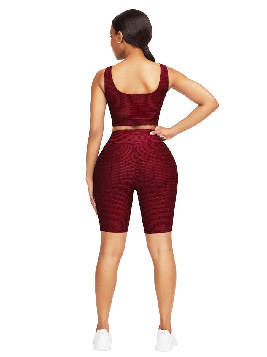 Well-Suited Jacquard High Waist Crop Sports Suit For Female Runner